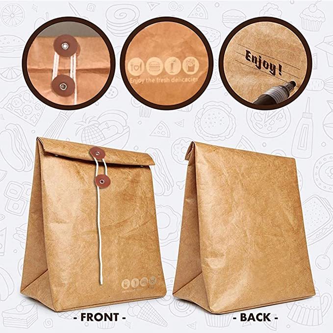 2023 Eco Friendly Custom Waterproof Tyvek Lunch Cooler Bag Foldable Insulated Tyvek Paper Lunch Bag