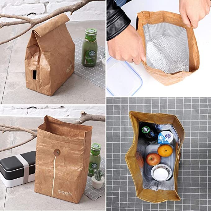2023 Eco Friendly Custom Waterproof Tyvek Lunch Cooler Bag Foldable Insulated Tyvek Paper Lunch Bag