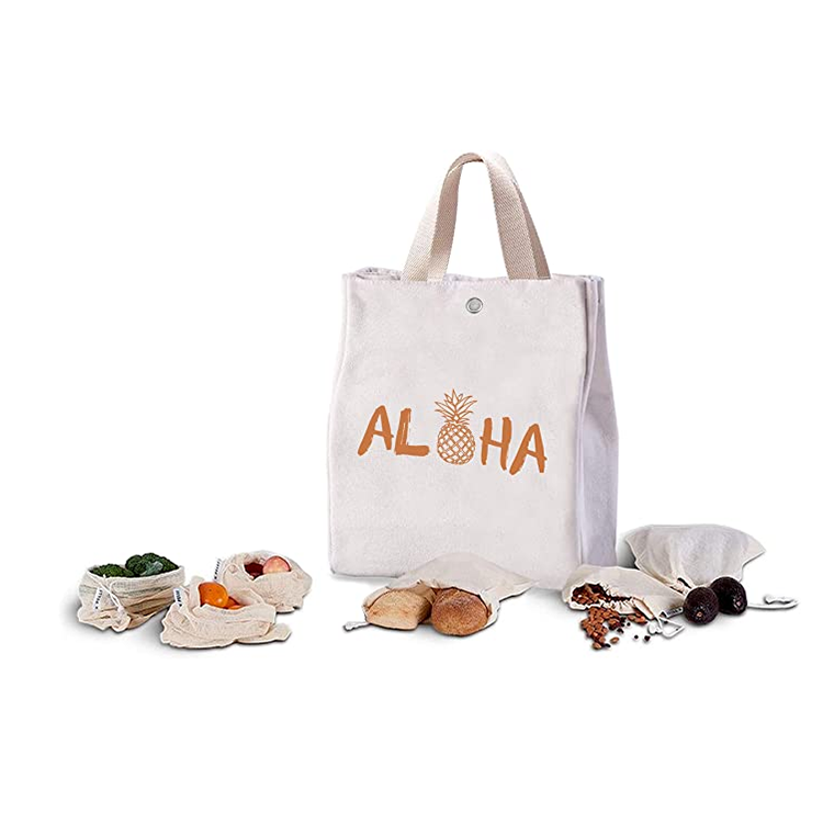 High Quality Custom logo Recyclable Cotton Picnic Insulated Lunch Cooler Bag