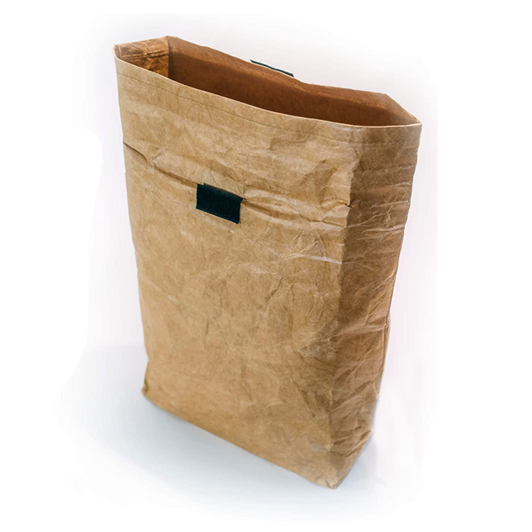 Waterproof Kraft Paper Food Carrier Bag Insulated Brown Tyvek Paper Lunch Bag with Roll Cover for Women Man