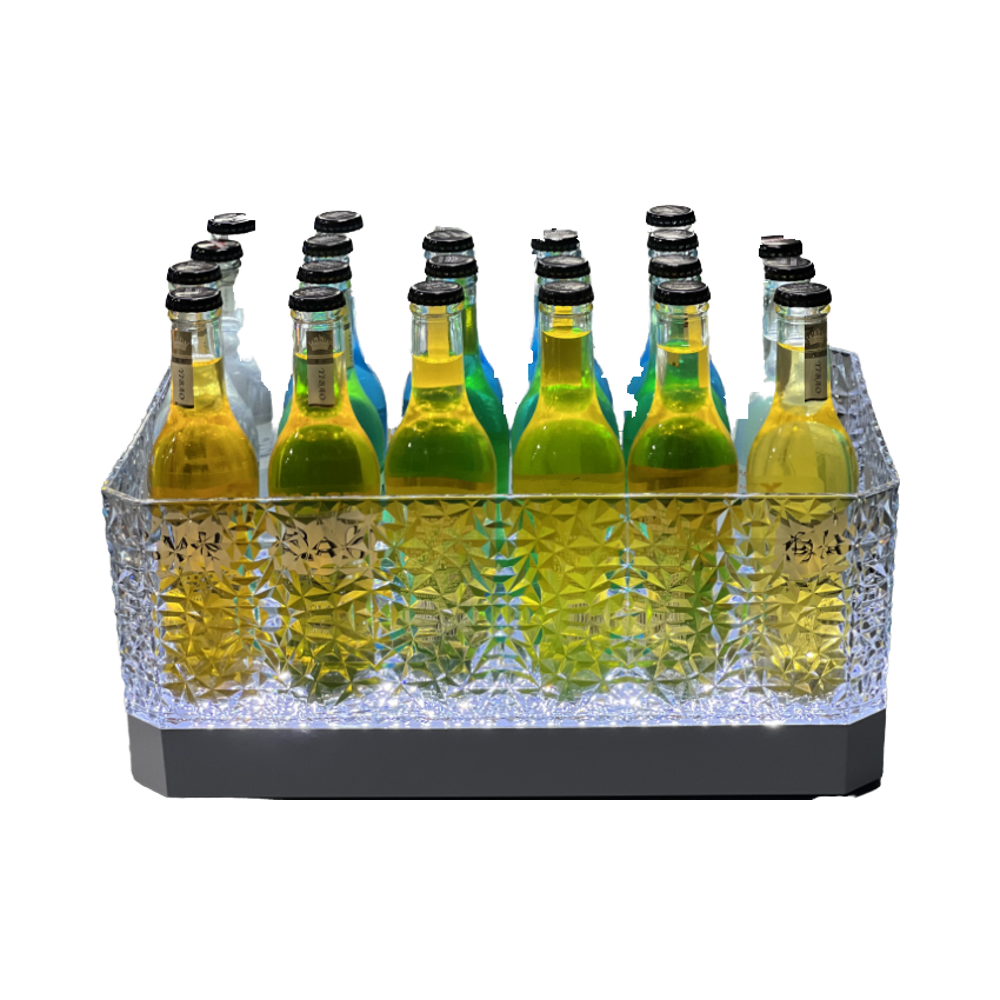 New Design JLH Luxury Eco-Friendly Waterproof Large Capacity 24 Beer RGB Lighting Durable PC Plastic Ice Bucket Model PC for