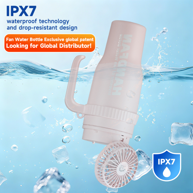 Fan Water Bottle HandFan Stainless Steel Bottle Camping  BPA Free Best Christmas Gift