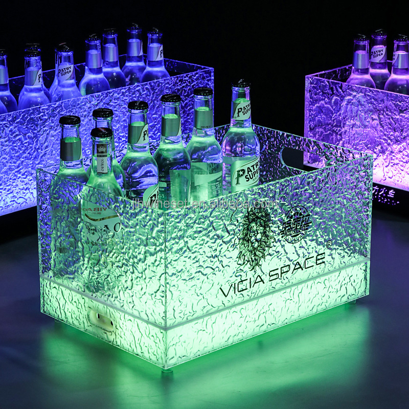 New Design JLH Luxury Eco-Friendly Waterproof Large Capacity 24 Beer RGB Lighting Durable PC Plastic Ice Bucket Model PC for
