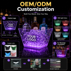 Customized 9L LED Ice Bucket Transparent Rhombic PS Nightclub Bar KTV Champagne Wine Cooler with Logo