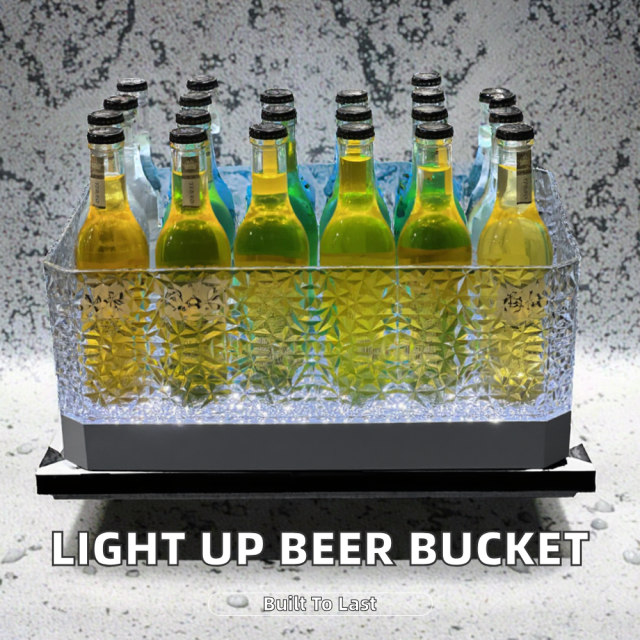 New Design JLH Luxury Eco-Friendly Waterproof Large Capacity 24 Beer RGB Lighting Durable PC Plastic Ice Bucket Model PC for