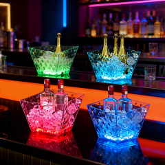 Customized 9L LED Ice Bucket Transparent Rhombic PS Nightclub Bar KTV Champagne Wine Cooler with Logo
