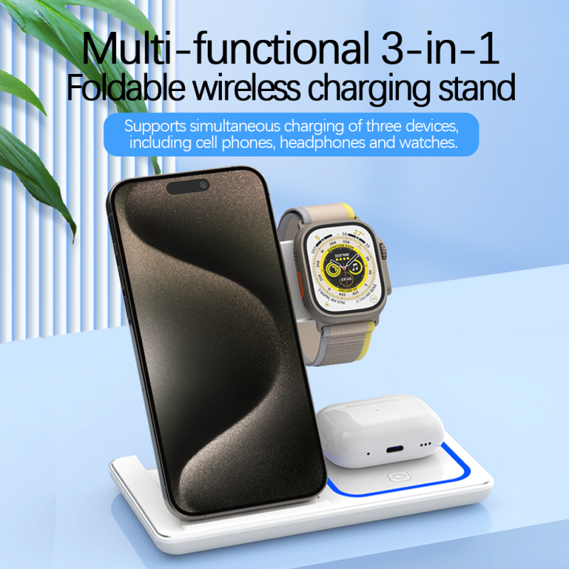 Folding Watch Charging Qi Portable Foldable Wireless Charger Pink Stand 10W Fast Charge For Iphone Smart Watches