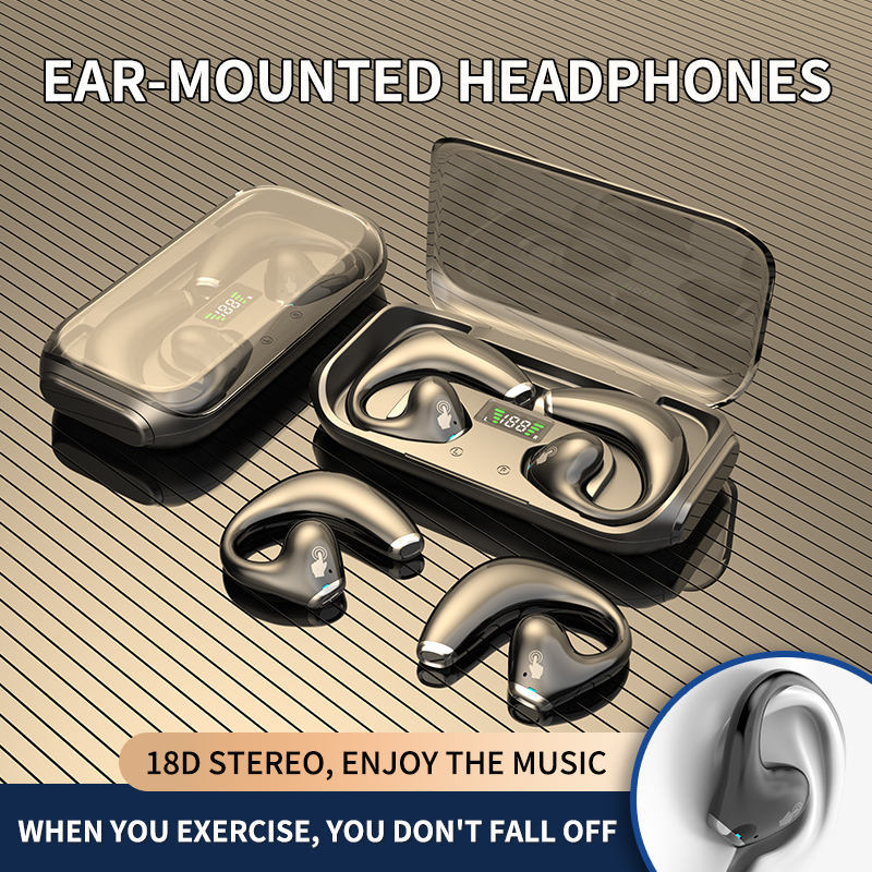 Ear Hanging TWS Wireless True Stereo Earphones IPX5 Waterproof 5.3 Sport Hifi Sound Earbbuds