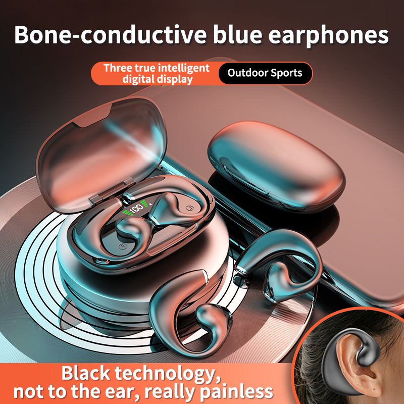 Ear Clip Air Conduction Wireless Hi-fi sound handfree for mobile Sports Open Ear Hook Bluetooth v5.3 Headphones earphone