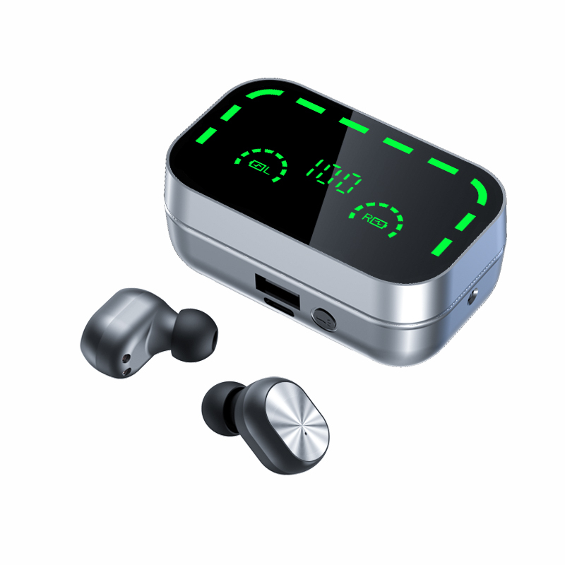 Wholesale stock with power bank mirror Headset type-c led Digital Display bluetooth earbuds tws True Wireless earphone