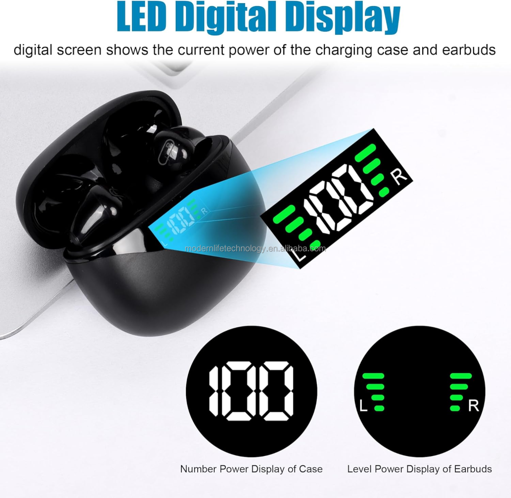 In-Ear Noise Canceling Earphones HD Call HIFI Stereo Wireless Earbuds With Type-C Charging Cable and Smart Touch