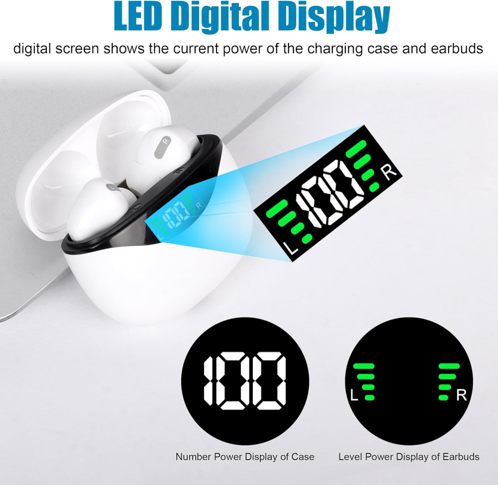 In-Ear Noise Canceling Earphones HD Call HIFI Stereo Wireless Earbuds With Type-C Charging Cable and Smart Touch