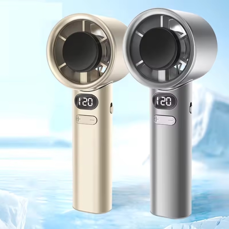 New Hand-Held Violent Turbine Small Fan Digital Display High-Speed 120-Speed Infinitely Variable Outdoor Portable Small Fan