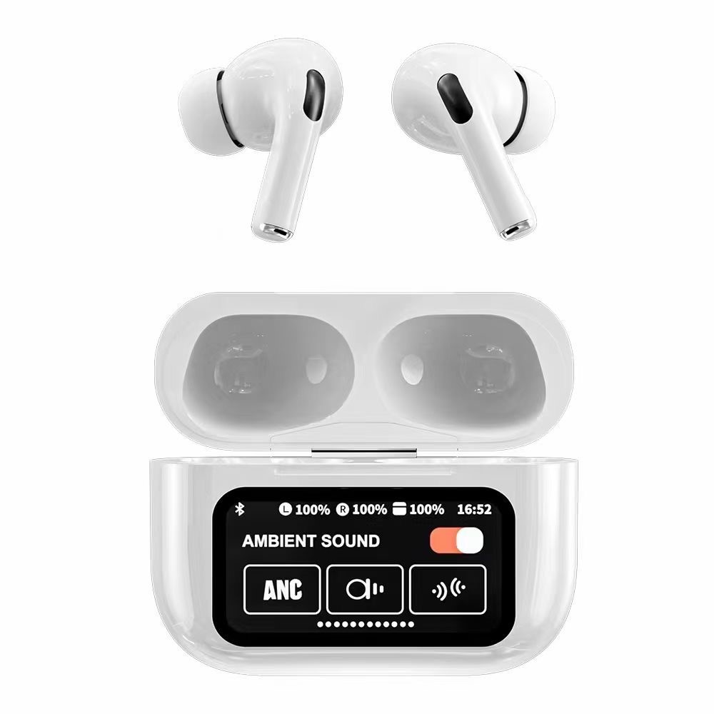 New Hot Sales ANC ENC Wireless Earbuds A8 2 Noise Cancelling LCD Touch Screen Earphone