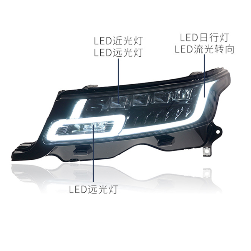 Suitable for 14-17 models of Land Rover Range Rover Sport Edition headlight assembly modification matrix full LED light source running water steering