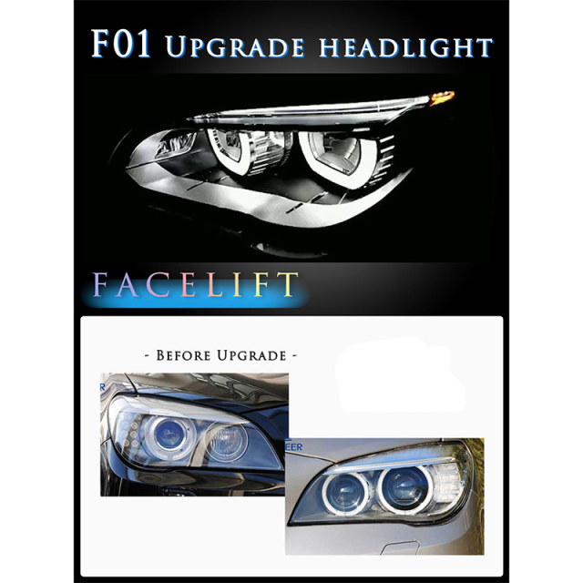 Kabeer US Warehouse F01 LED Headlight for BMW 7 2010-2014 F02 Xenon Hid Car Upgrade to FULL LED Angle Eye LCI Facelift Version