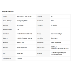 F10 Headlight Fit for BMW 5 Series 2010 F10 F18 Headlight 520 525 530 540 OEM 63117271911/63117271912 2010-2013 AFS Adaptive