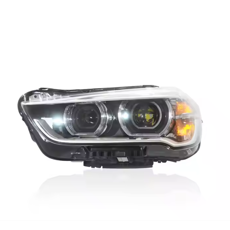 Kabeer Headlight for BMW X1 F48 F49 Headlights 2016-2019 DRL Day Running Light LED Bi Xenon Bulb Assembly