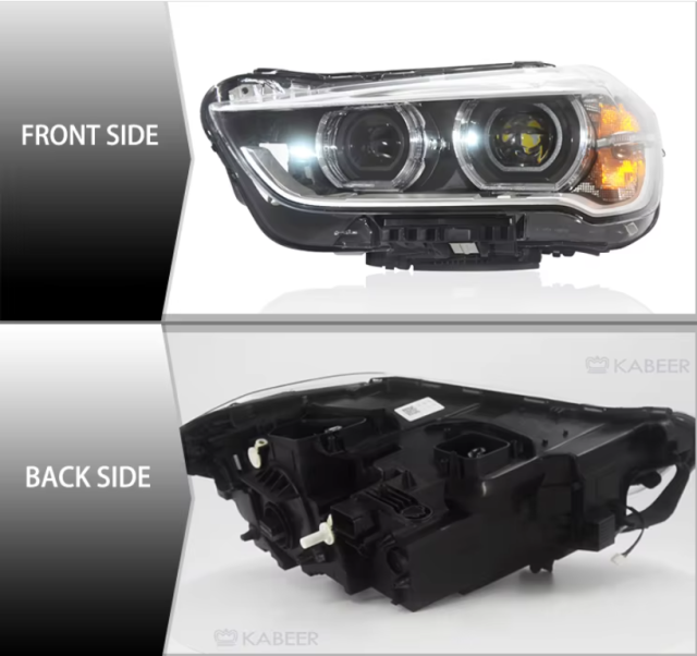 Kabeer Headlight for BMW X1 F48 F49 Headlights 2016-2019 DRL Day Running Light LED Bi Xenon Bulb Assembly