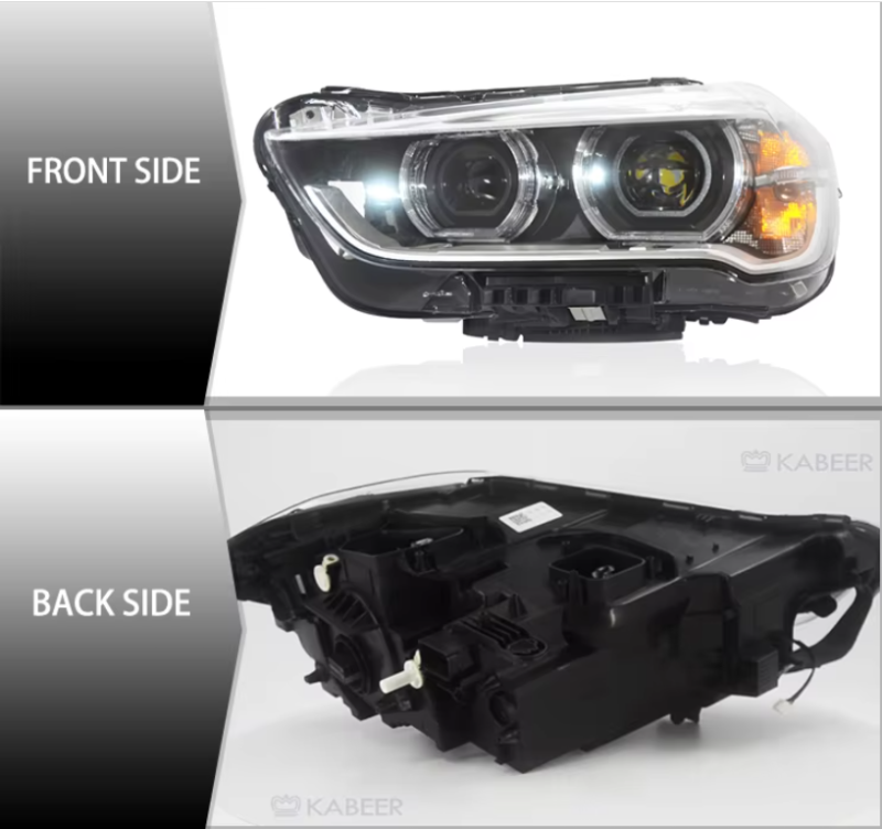 Kabeer Headlight for BMW X1 F48 F49 Headlights 2016-2019 DRL Day Running Light LED Bi Xenon Bulb Assembly