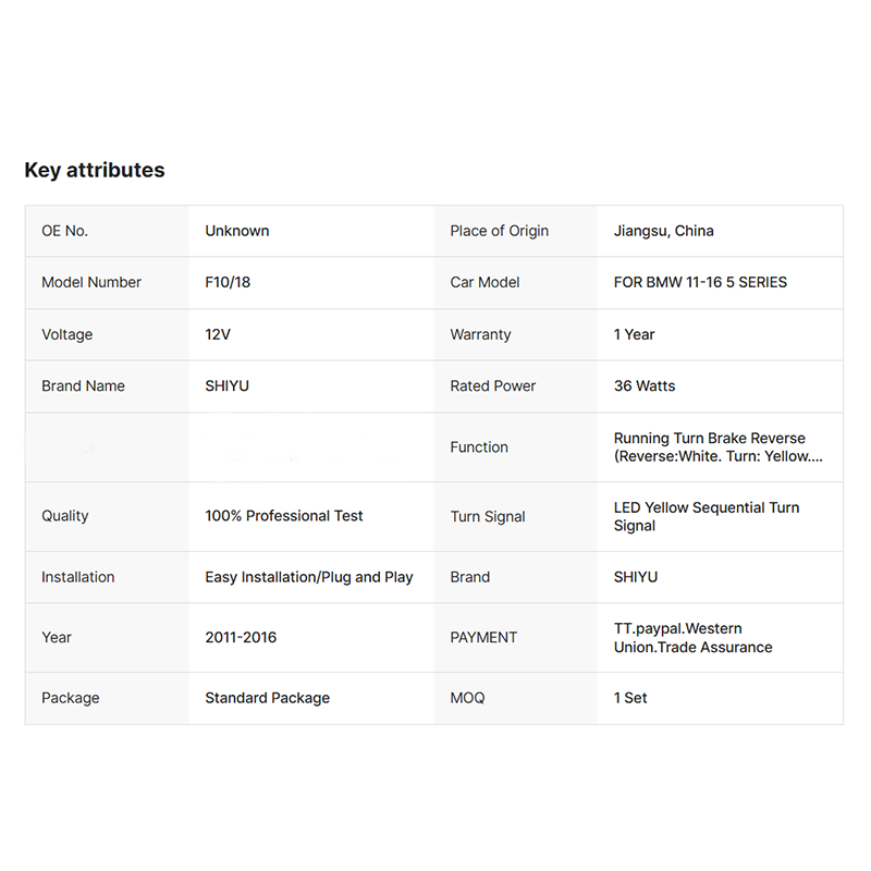 Upgrade F10 to G30 G38 LCI Look Taillight Taillamp for 2011-2016 BMW F10/18 Taillamp Taillights with Center Light Assembly