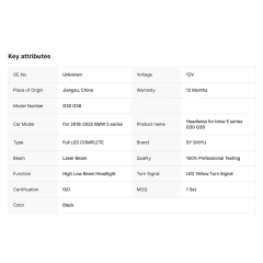 G30 Modified Headlight for BMW 5 Series G30 G38 2018-2022 Laser Headlight LED Headlamp Upgrade to 2022 M5 Look