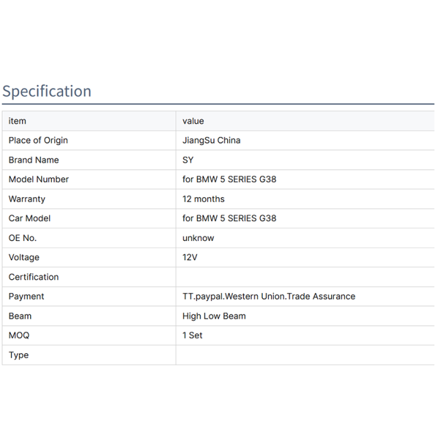 Modified led auto car front light for bmw five series G38/G30 headlamp