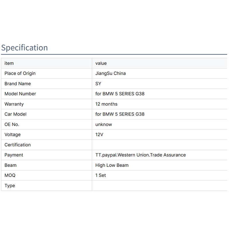 Modified led auto car front light for bmw five series G38/G30 headlamp