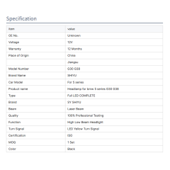 G30 Modified Headlight for BMW 5 Series G30 G38 2018-2022 Laser Headlight LED Headlamp Upgrade to 2022 M5 Look