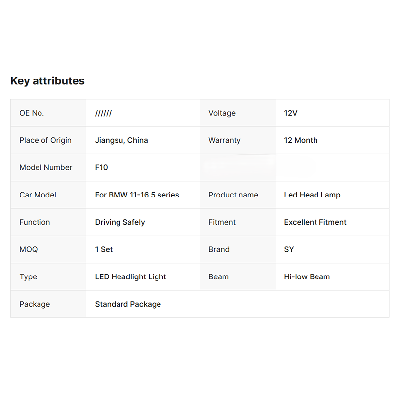 Auto Lighting Systems Auto Parts Headlights for 11-16 BMW 5 Series F10