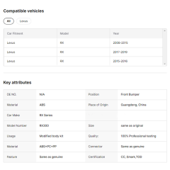 Car Front Bumper Auto Front Grill Bumper for Lexus 2013 RX350 RX 330 RX 450H Original Body OEM Customized
