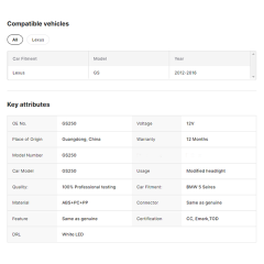 Projectors Modified Headlight for Lexus GS250 GS350 GS300 GS430 12-15 Old Model Upgrade to New Headlights Triple LED (13 reviews) 5 sold