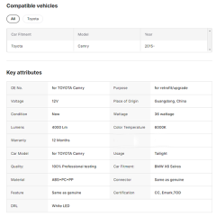 Tail Light for TOYOTA Camry Rear Light OE Type Rear Light 2015 Year