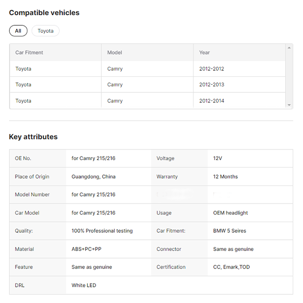 Full LED Headlights for Toyota Camry 215/216 2012 2013 2014 Headlight Assembly L.LE.XLE Model