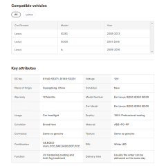 Car Lamp Headlight Led Headlamp Xenon HID Light for Lexus IS250 IS350 IS300 2006-2011 OE 81140-53371 81140-53231
