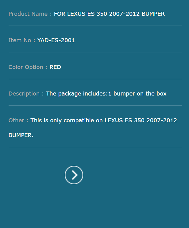 FOR LEXUS ES 350 2007-2012 BUMPER