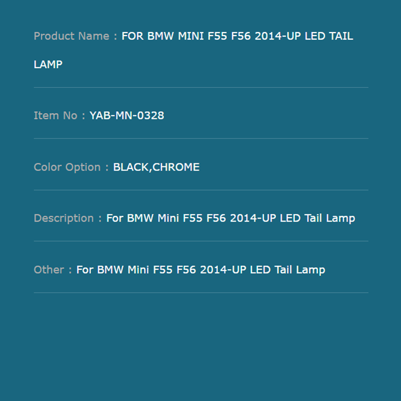FOR BMW MINI F55 F56 2014-UP LED TAIL LAMP