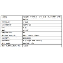 FOR TOYOTA FJ CRUISER 2007-2015 HEADLAMP WITH GRILLE