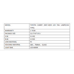 FOR TOYOTA CAMRY 2007-2009 LED TAIL LAMP(USA TYPE)
