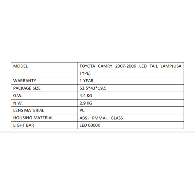 FOR TOYOTA CAMRY 2007-2009 LED TAIL LAMP(USA TYPE)