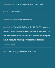 FOR LEXUS GX470 LED TAIL LAMP
