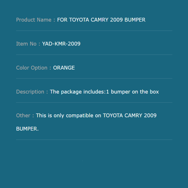 FOR TOYOTA CAMRY 2009 BUMPER