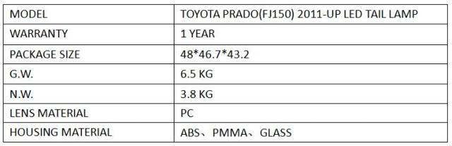 FOR TOYOTA PRADO(FJ150) 2011-UP LED TAIL LAMP