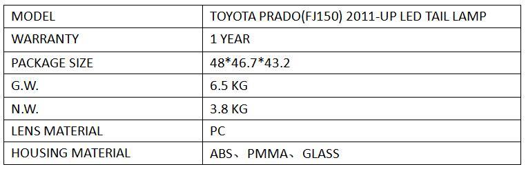FOR TOYOTA PRADO(FJ150) 2011-UP LED TAIL LAMP