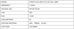 FOR TOYOTA VIOS 2013-UP LED TAIL LAMP