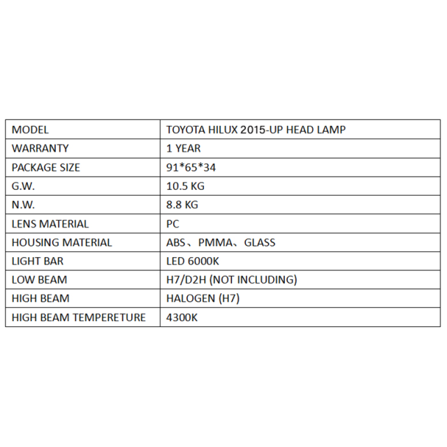 FOR TOYOTA HILUX 2015-UP HEAD LAMP