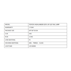FOR TOYOTA HIGHLANDER 2015-UP LED TAIL LAMP