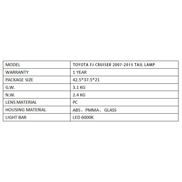 FOR TOYOTA FJ CRUISER 2007-2015 TAIL LAMP