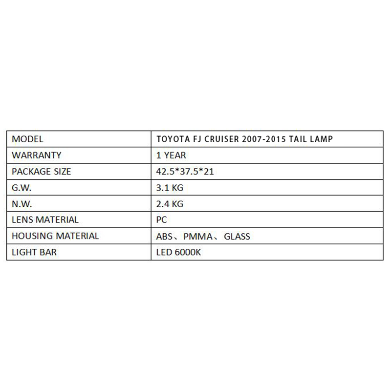 FOR TOYOTA FJ CRUISER 2007-2015 TAIL LAMP