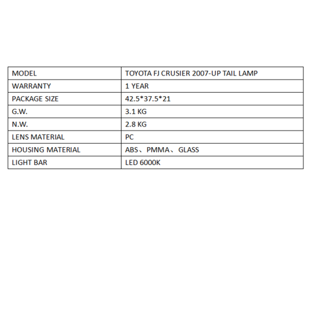 FOR TOYOTA FJ CRUISER 2007-2014 TAIL LAMP
